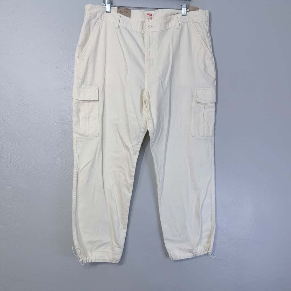 Levi's '94 Baggy Cargo Pants White Cotton Drawstring Hem women’s 34